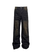 Niche Retro Washed Straight Deconstructed Jeans Lootquake LLC