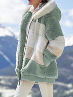 Multicolor patchwork hooded short fashion jacket Pi-Mart