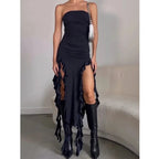 Summer New Y2K Sexy Hot Girl One-shoulder Jellyfish Style Fungus Sexy Breast-wrapped Irregular Dress Purplish Diva