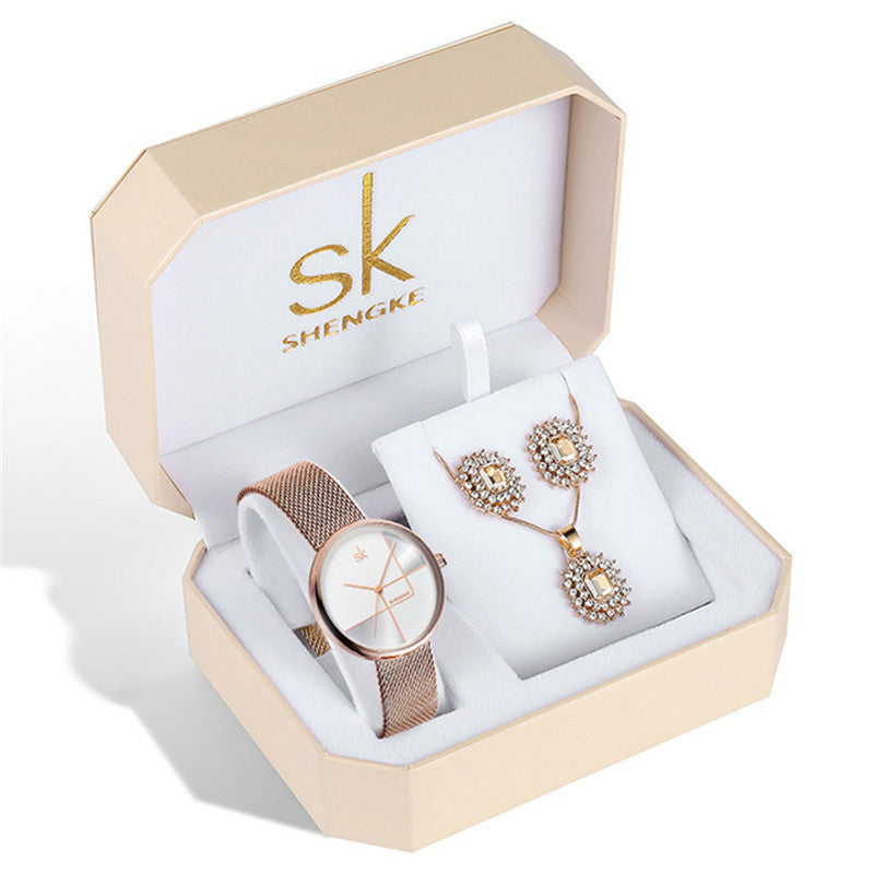 Rhinestone watch earring necklace Pi-Mart