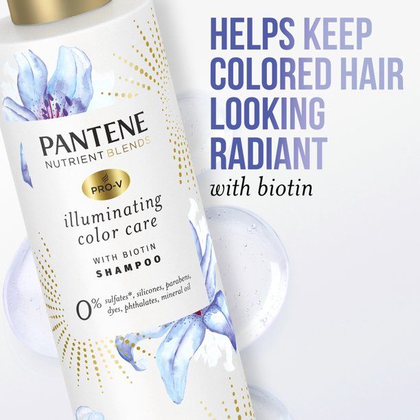 Pantene Sulfate Free Shampoo; Illuminating Shampoo with Biotin; Color Safe; 9.6 oz