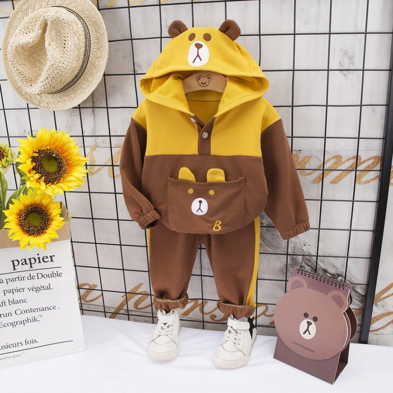 Children's hooded long-sleeved sweatshirt sports suit Pi-Mart