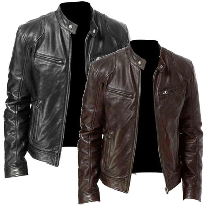 PU Leather Jacket Slim Leather Jacket Pi-Mart