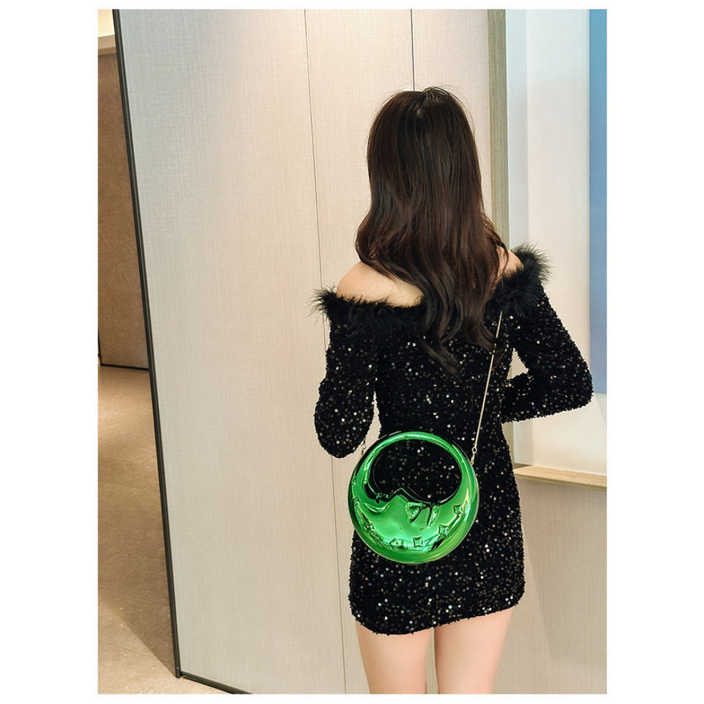 Acrylic Moon Shaped Bag, Women Shoulder Evening Bag, Evening Purse, Evening Bags for Women Formal, Clutch Purse,  Clutch Purse Casual,  Clutch Purse Party,  Prom Bag,  Party Purse, - SJB-DIAMOND ELITES