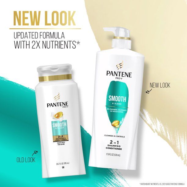 Pantene Pro-V Smooth and Sleek 2 in1 Shampoo and Conditioner; 17.9 oz