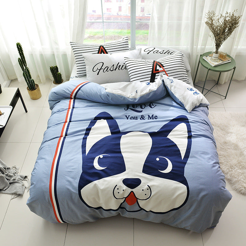 Cartoon four-piece cotton duvet cover Pi-Mart