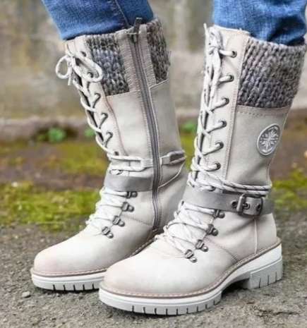 Winter High Square Heel Round Head Sewing Line Plus Size Martin Boots Pi-Mart