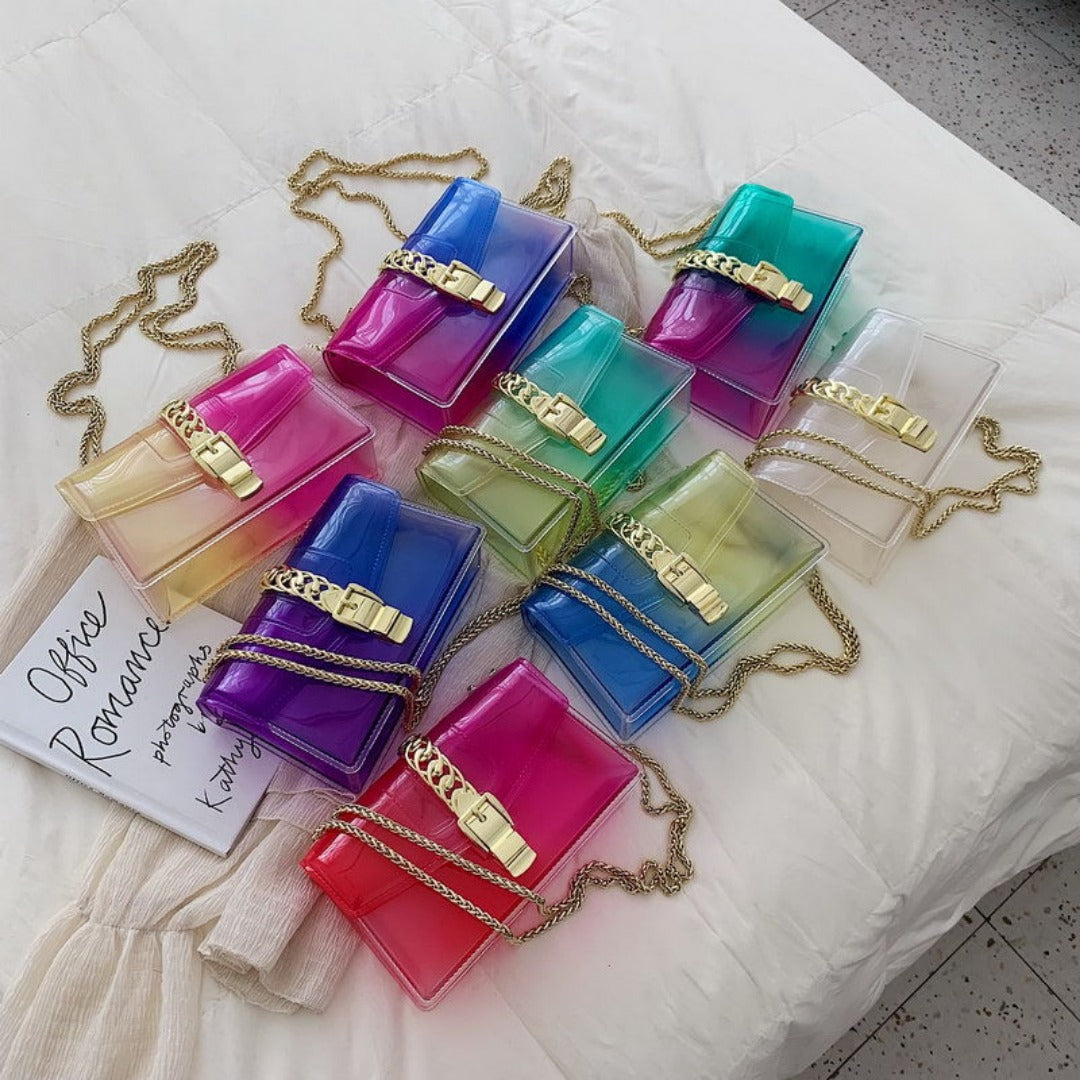 Mini summer transparent jelly bag, candy color silicone color bag, versatile chain small crossbody bag - SJB-DIAMOND ELITES