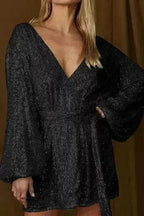 Sequin Wrap Dress – Glamorous & Flattering Evening Gown