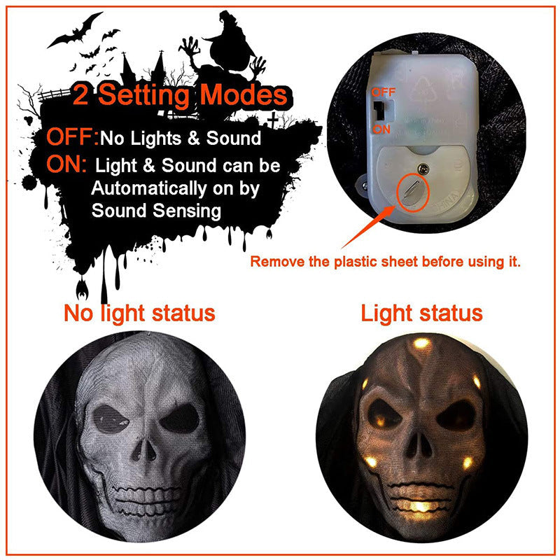 Halloween decoration, voice-activated glow, sound, horror, ghost mask, big hanging ghost, hanging ghost - SJB-DIAMOND ELITES