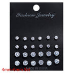 White Crystal Stud Earrings Set Pi-Mart