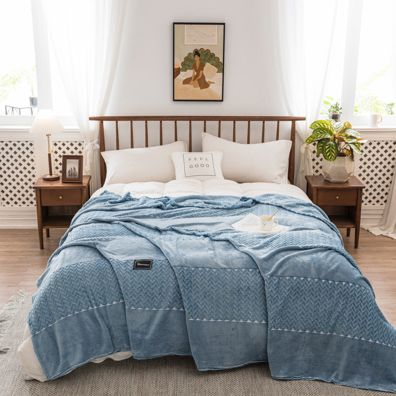 Autumn And Winter Milk Velvet Thickened Yarn-dyed Blankets Multifunctional Nap Pi-Mart