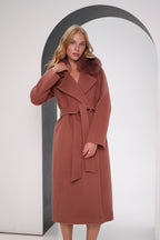 Genuine Polar Fox Cashmere Wool Back Zipper Coat - SJB-DIAMOND ELITES