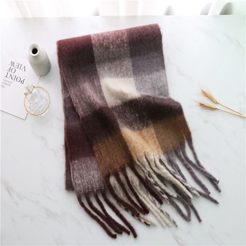 New Luxury Winter Soft Head Wraps Plaid Scarf Shawls Cashmere  Warm Cashmere Scarves Rainbow For Women Stevvex