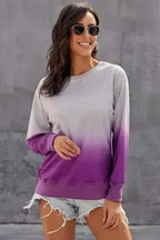Chic Purple Ombre Crewneck Long Sleeve Sweatshirt - SJB-DIAMOND ELITES