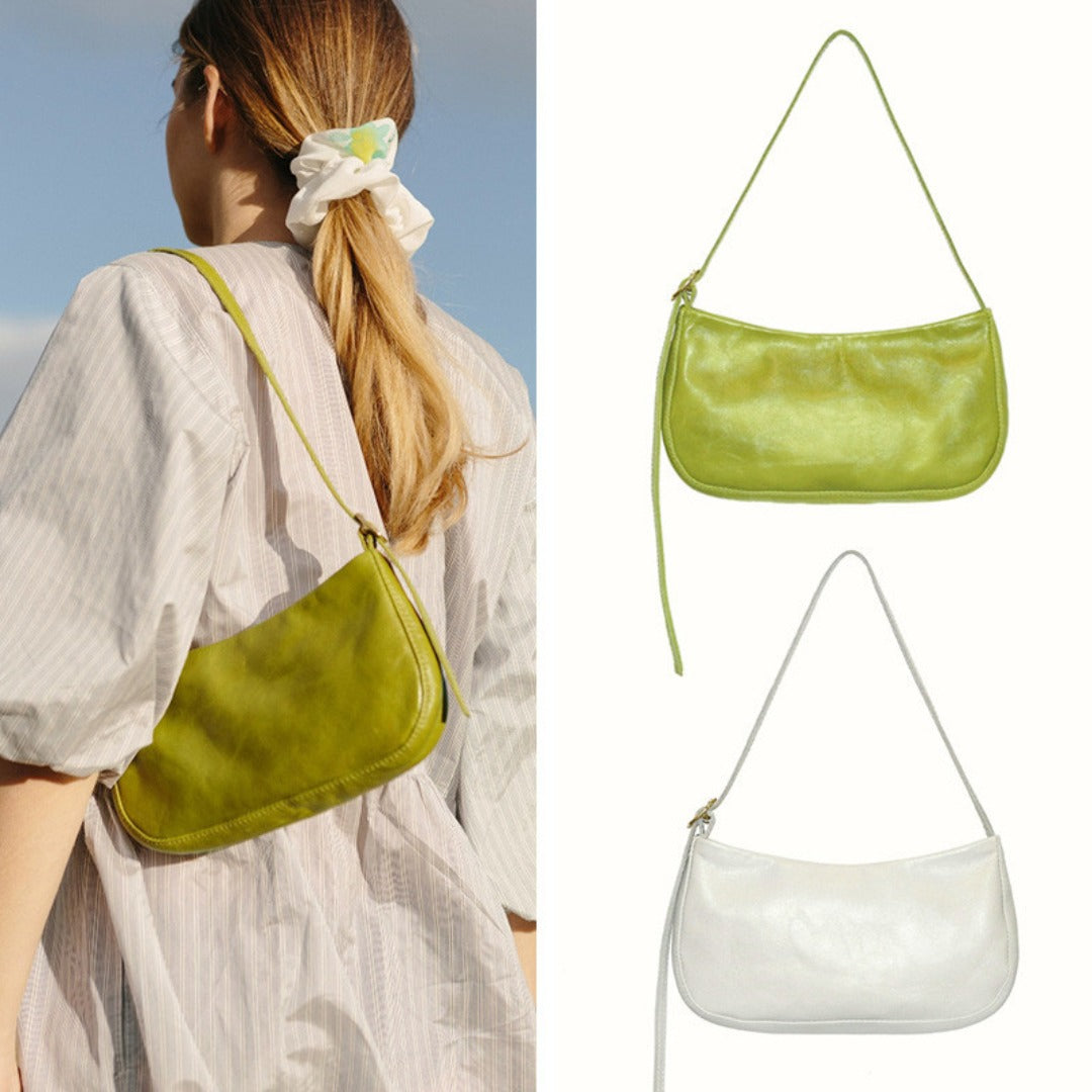 Underarm baguette bag, fashion shoulder bag, bag women's simple and versatile underarm bag, oil wax leather handbag women hobo - SJB-DIAMOND ELITES