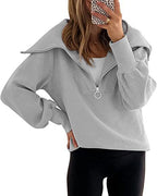 New Long-sleeve Zipper Drop Shoulder Pullover Hoodie Pi-Mart