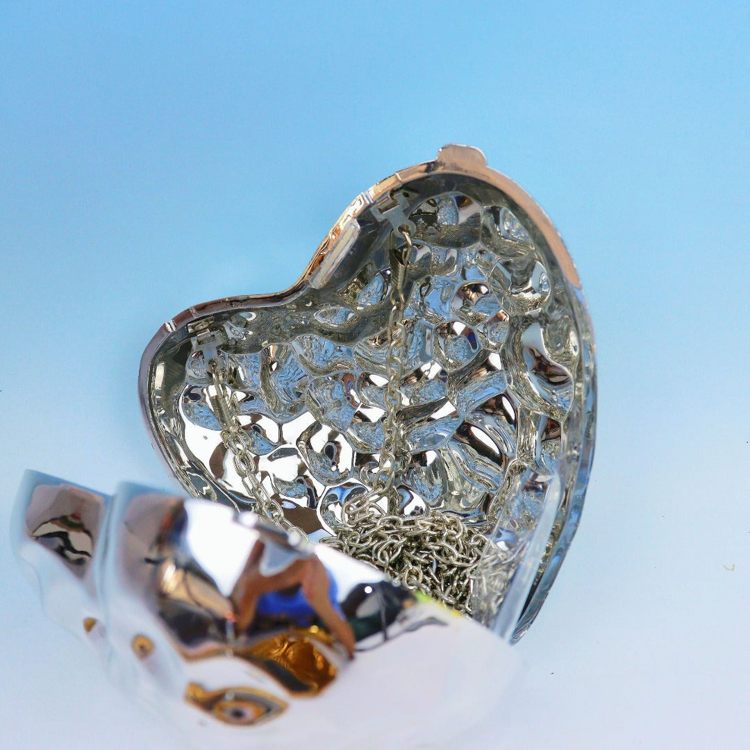 Heart Shaped Mini Purse – Elegant Acrylic Pericardium Chain Clutch, Perfect for Parties, Proms, Weddings, and Evening Out – Stylish Dinner Bag - SJB-DIAMOND ELITES