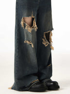 Couple Hole Worn Jeans Wide-leg Pants Lootquake LLC