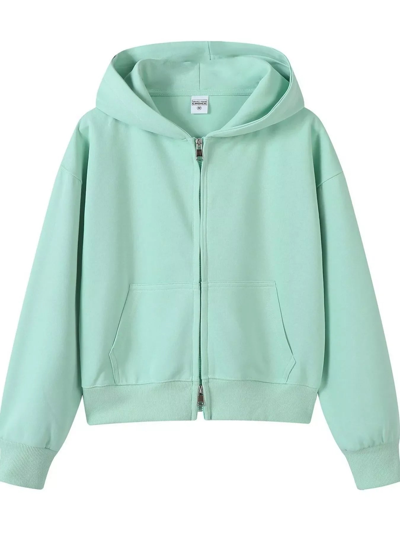 Full Size Casual Zip-Up Long Sleeve Hoodie Plus Size THRIXINE