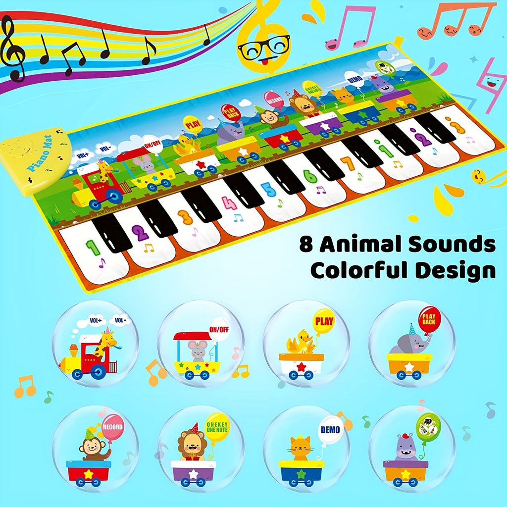 Musical Piano Mat for Kids, Floor Dance Toy with 10 Songs, 8 Animal Sounds, 5 Modes. Children'S Keyboard Blanket Music Touch Game Mat, Music Early Education Toy, Halloween Christmas Gift for Winter Lootquake LLC