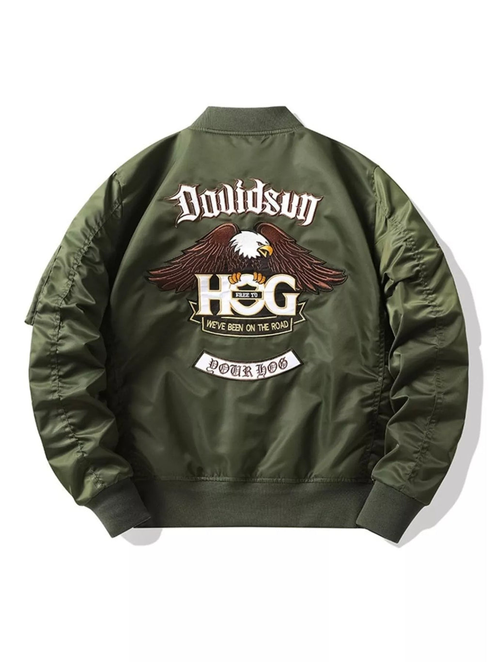 Embroidered Plus Size Bomber Jacket THRIXINE