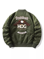 Embroidered Plus Size Bomber Jacket THRIXINE