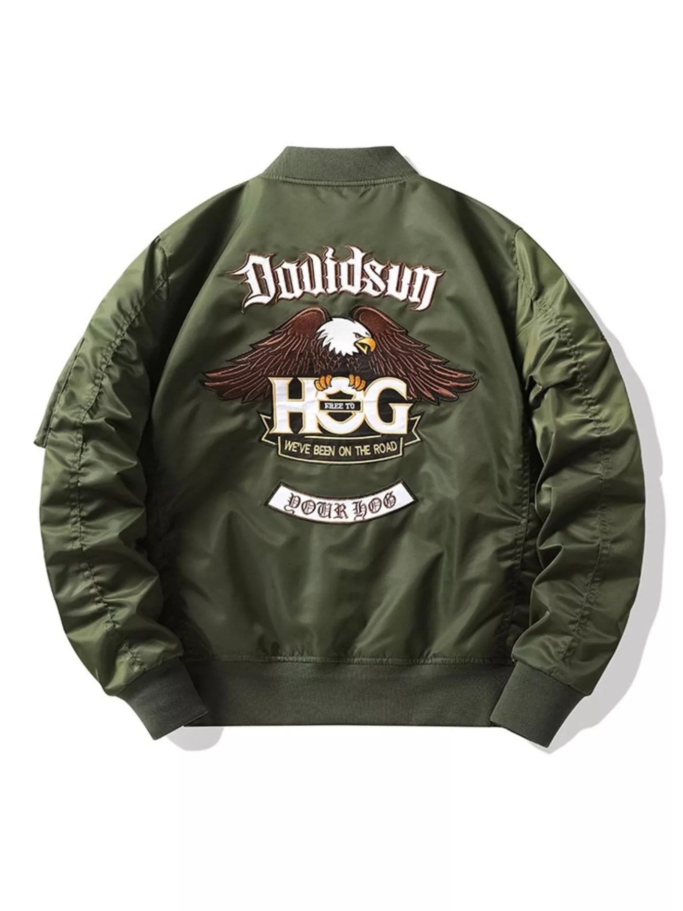 Embroidered Plus Size Bomber Jacket THRIXINE
