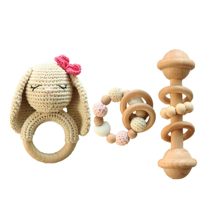 DIY Baby Handmade Wool Crochet Rabbit Rattle Toy Pi-Mart