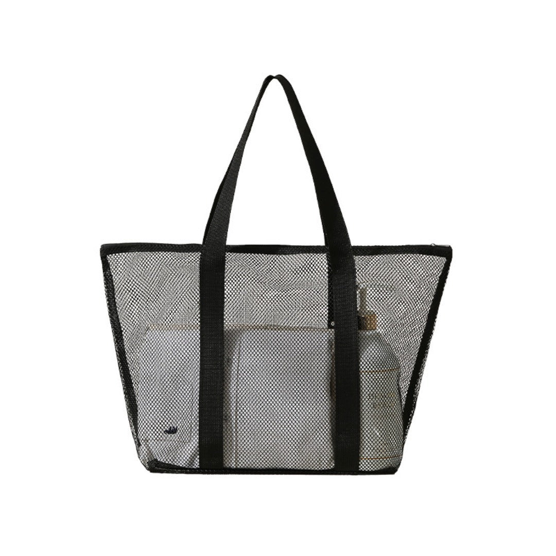 Mesh Shower Tote Bag, Portable Beach Bag, Summer Travel Large Capacity Portable Mesh Tote Bag, Foldable Wash and Makeup bag large - SJB-DIAMOND ELITES