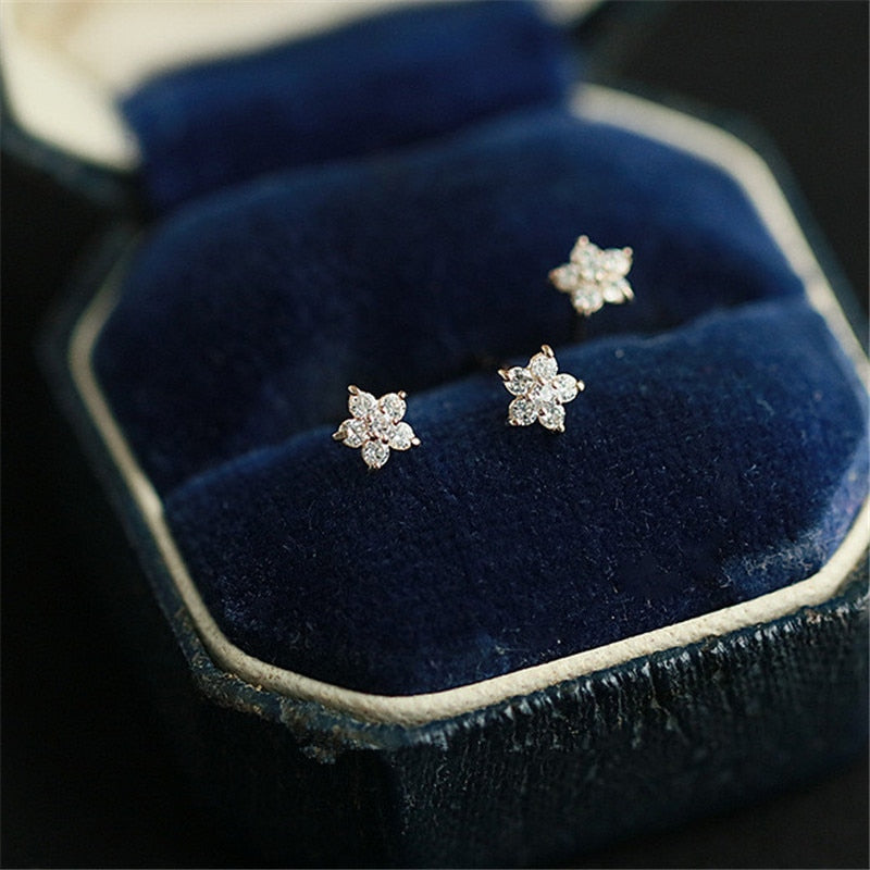 Plated Silver Gold Flower Earrings Pi-Mart