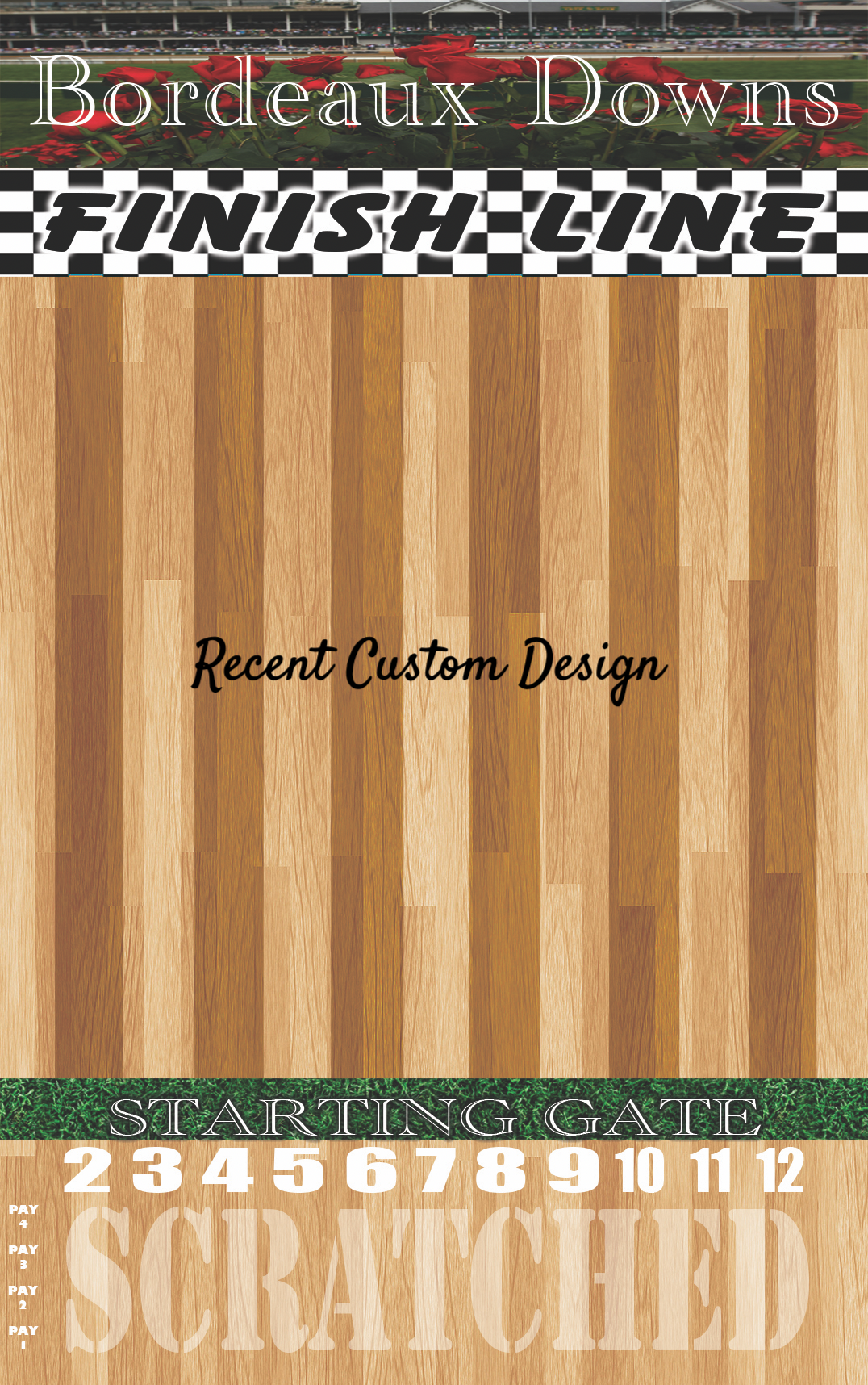 XL 18x30 Brown Striped Track Horse Race Party Game - New Heavy Duty Metal Horse Numbered 2-12 - SJB-DIAMOND ELITES