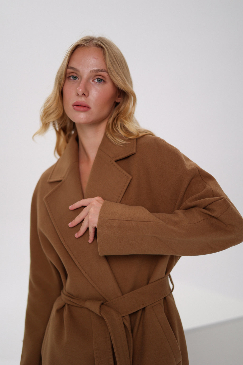Cambridge Comfort Wraparound Wool Cashmere Coat in Dark Camel - SJB-DIAMOND ELITES