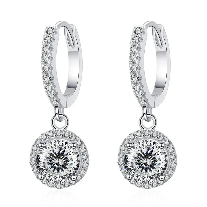 1Ct 6.5mm Blue Green Moissanite Drop Earrings For Women S925 Sterling BandsCo Straps