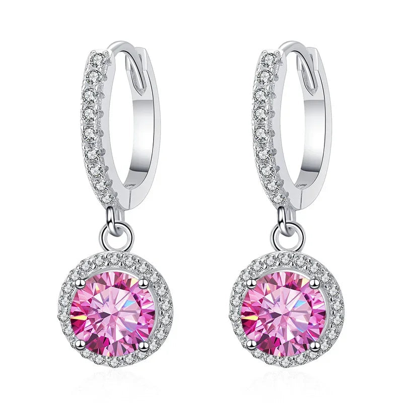 1Ct 6.5mm Blue Green Moissanite Drop Earrings For Women S925 Sterling BandsCo Straps