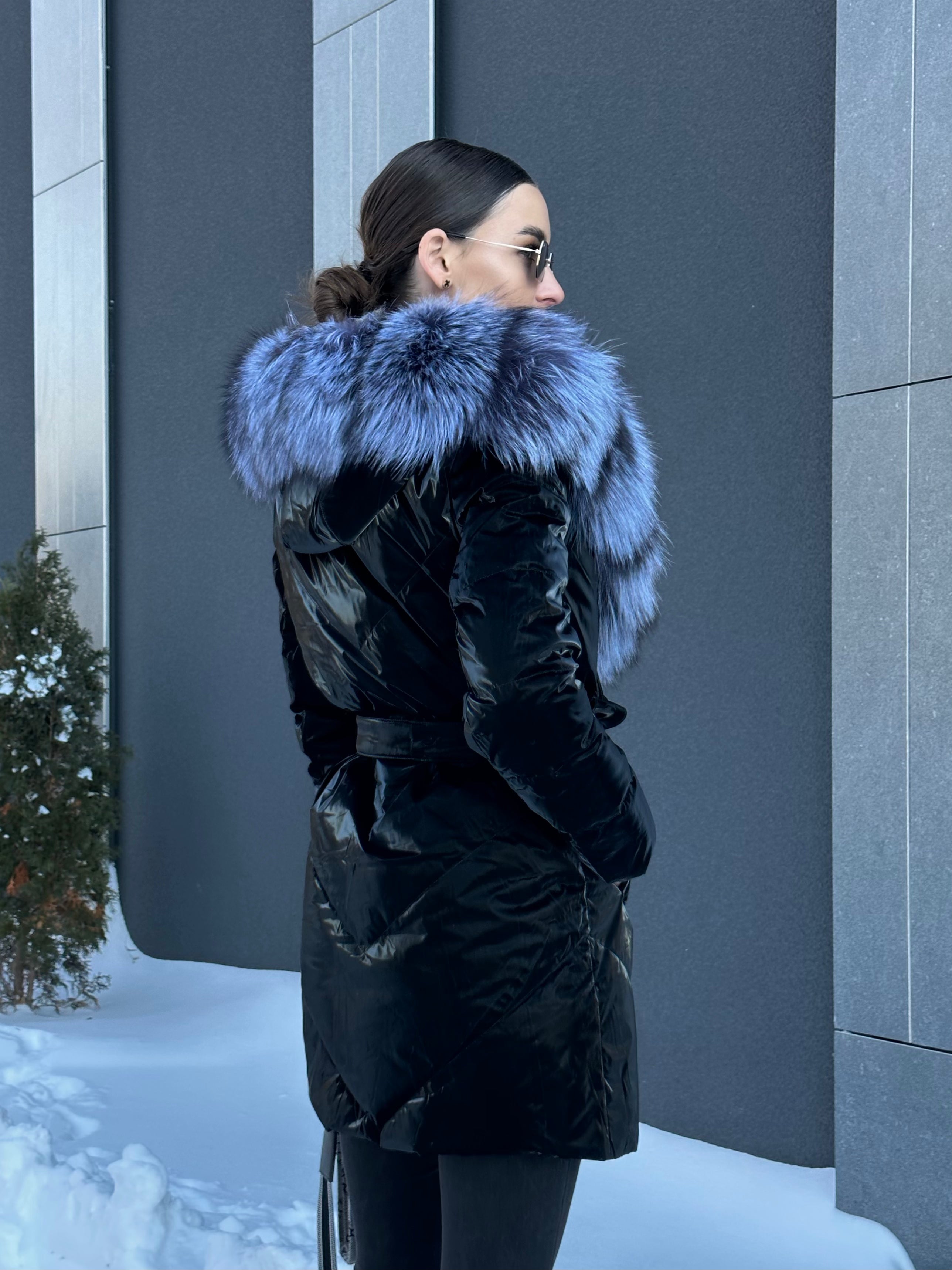 Genuine Silver Fox Fur Down Fill Coat - SJB-DIAMOND ELITES