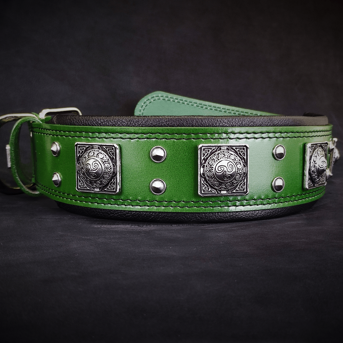 The "Eros" collar 2.5 inch wide Green - SJB-DIAMOND ELITES