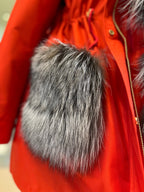Roma Genuine Silver Fox Fur Rabbit Fur Insulated Parka in Red Alaska® Outerwear Company