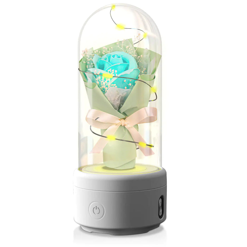 Creative 2 In 1 Bouquet LED Light And Bluetooth-compatible Speaker Mother's Day Gift Rose Luminous Night Light Ornament In Glass Cover Pi-Mart