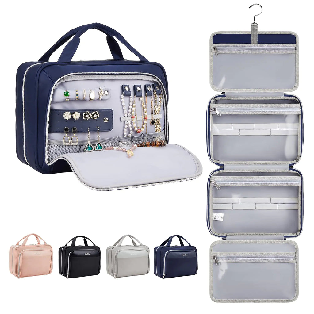 OlarHike Toiletry Bag,Large Size Waterproof Hanging Bags, Makeup Jewelry 3 in 1 Essentials Travel Packing Organizers, Fulled-Sized Family Pack, Shampoo, Conditioner, Brushes Set (Black) Large Black Pi-Mart