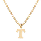 SAELACY 18K Gold Silver Tone Stainless Steel Initial Necklaces for Women Men Gothic 26 Letters Pendant with Figaro Chain Necklaces
