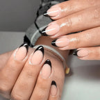 EternalClassic Black French Tip Press on Nails Short Almond Fake Nails with Glue Almond Press on Nails Medium Glossy Acrylic Nails Press ons Full Cover Glue on Nails for Women Girls Pi-Mart