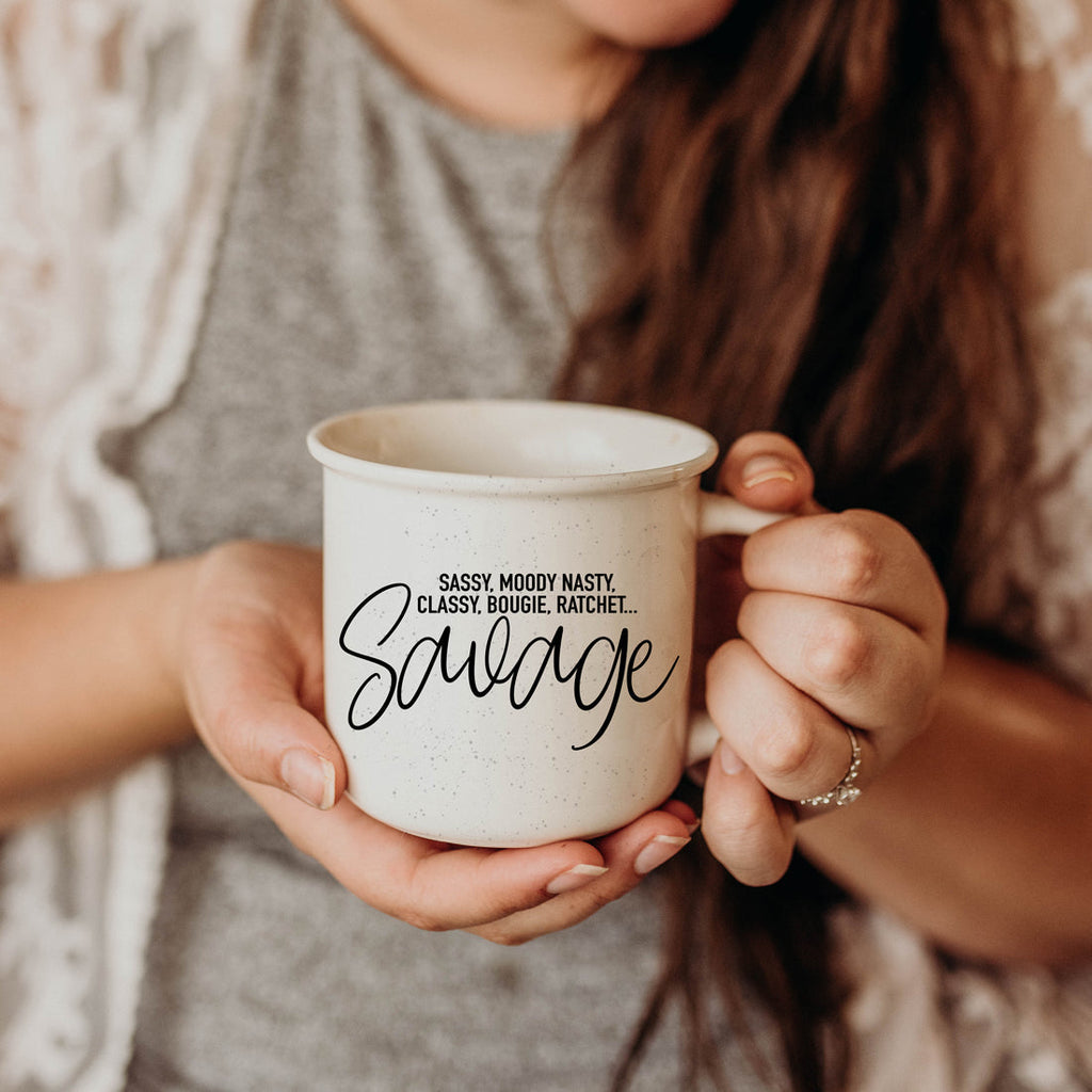 Sassy Savage 14.5oz Coffee Mug Ceramic Funny Sarcastic Sassy Quote Gift BandsCo Straps