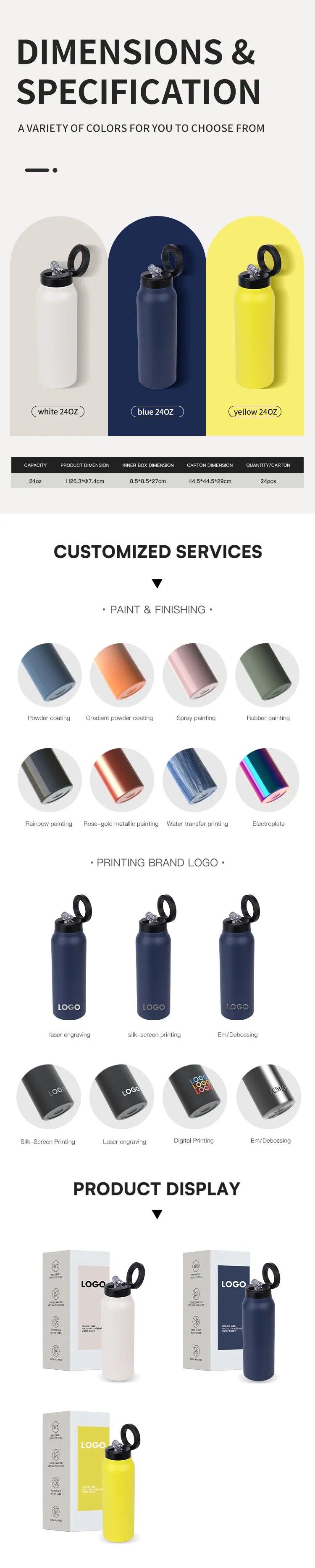 Stainless Steel Water Bottle With Lid Magnetic Pi-Mart