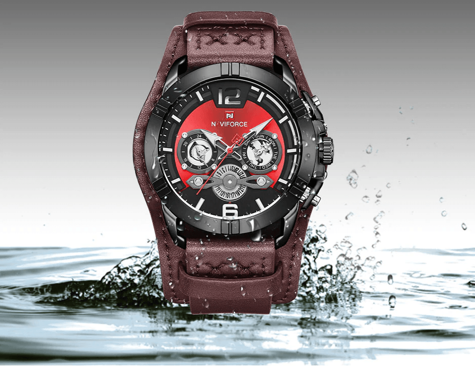 Men's Leather Waterproof Watch With Chronometers And Fluorescent Hands Excellent Design Perfect Gift - SJB-DIAMOND ELITES