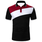 Men's Patchwork Modern Polo Shirts Brand Design Tops Business And Casual Tops Mens Binding Tunic Tops Connects Body Men's Tops Shirts