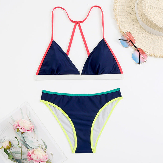 Women Two Piece Triangle Low Waist Bikini Sets Women's Halter Triangle Bikini Bottom Two Piece Swimsuits Swimsuit For Women High Cut Two Pieces Swimwear Beach Bathing Suit Lace Up Two Piece Bathing Suit Stevvex