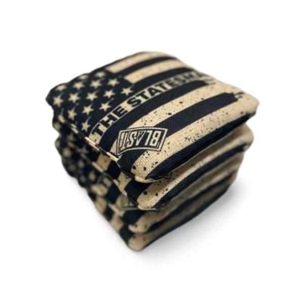 The Statesmen Pro Cornhole Bags (6/9).  Flat fill, smaller profile. blastcornhole