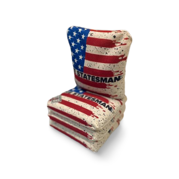 The Statesmen Pro Cornhole Bags (6/9).  Flat fill, smaller profile. blastcornhole