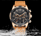 Men's Waterproof Watch With Chronometers Date Display Gold Detail Excellent Background Perfect Gift Stevvex